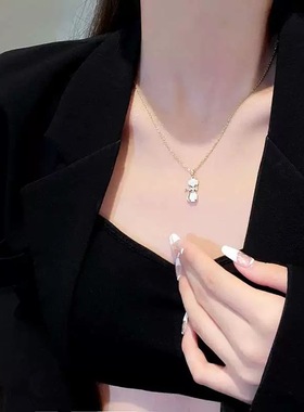 网红时尚甜美减龄小白猫吊坠项链