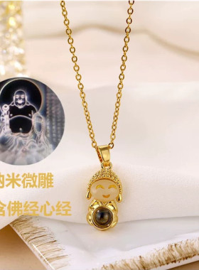 国潮风小萌佛投影吊坠饰品锁骨链