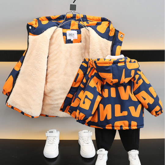 男童冬装外套加绒加厚宝宝冬季夹克派克服儿童棉袄洋气秋冬款加棉