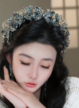 重工精致闪钻蝴蝶高颅顶发箍女日常外戴压发卡发捆纹理感头箍发饰