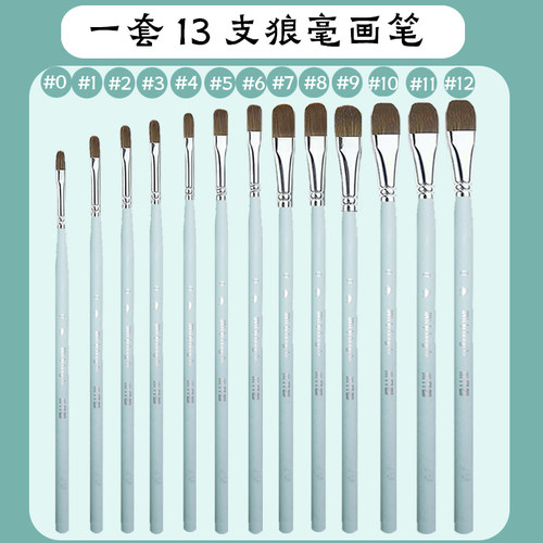 正品满38元包邮米开朗蓝杆圆峰狼毫专业者初学涂鸦艺考高档水粉笔 - 图2