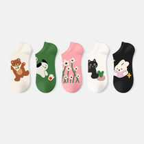 Primeet Sent Rice Original Cute Cartoon Boat Socks Female Spring Autumn Light Mouth Invisible Socks Colorful Short Socks Trendy Cotton