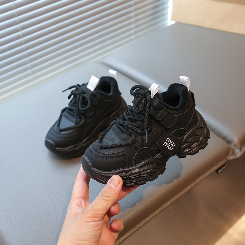 儿童二棉鞋女童加绒鞋子2025冬季款男童运动小白鞋软底皮面老爹鞋,淘宝优惠券,粉丝福利购,淘宝优惠卷