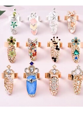 个性美甲关节戒指饰品水滴宝石