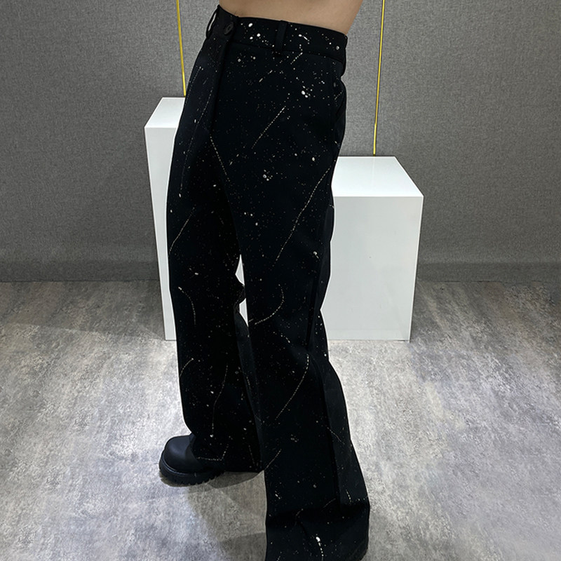 鹿鹿/夏季冰丝泼墨星空设计感衬衫套装男小众宽松垫肩衬衫两件套,淘宝优惠券,粉丝福利购,淘宝优惠卷