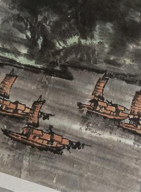 可染1984漓江山水图国画横幅山水真迹版W画微喷复制画中式装饰画