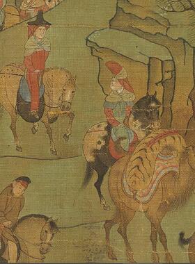 昭道明皇幸蜀图名家青绿山水人b物国画真迹微喷复制客厅装饰挂画