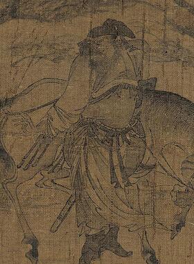 :1 唐 郑法士 读碑图l 38.4x60cm台北故宫收藏古代名画真迹复制品