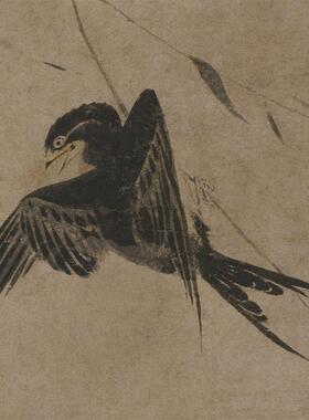 品1:1元  盛昌年 柳燕图动物画卷仿古字画高清微喷x复制临摹范本