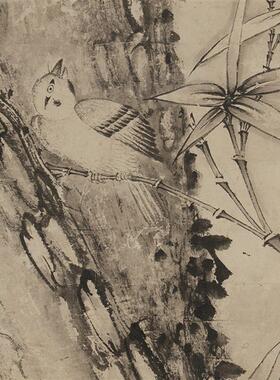 张若霭松竹鸣禽n图国画水墨花鸟画古画艺术微喷打印宣纸画芯