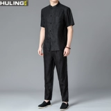 Шелковый летний комплект, короткий рукав, китайский стиль