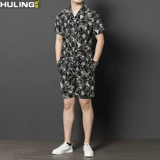 Шелковые нарукавники, мужской шелковый летний трендовый комплект для отдыха, легкий роскошный стиль, короткий рукав, цветочный принт