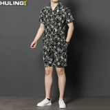 Шелковые нарукавники, мужской шелковый летний трендовый комплект для отдыха, легкий роскошный стиль, короткий рукав, цветочный принт