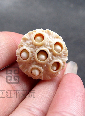 苏工精雕猛犸象牙乌龟莲蓬活籽