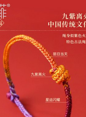 2026年九紫离火红绳手链本命马年属马佩戴吉祥物手工编织红色手绳