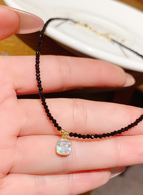 简约方糖锆石吊坠颈链轻奢高级感