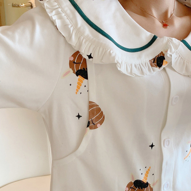 孕妇纯棉月子服春夏季透气3 4睡衣 古芭莱家居服套装