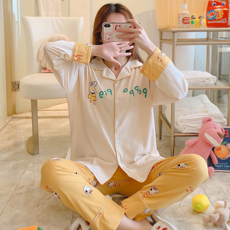 孕妇纯棉月子服春夏季透气3 4睡衣 古芭莱家居服套装