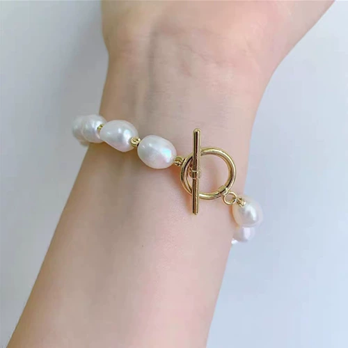 Глянцевый браслет, цепь из жемчуга, ожерелье, аксессуар, 18 карат