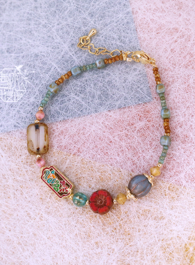 雪冰暖阁 |碧莲幽梦 新中式民族风小众设计捷克珠复古手链手串