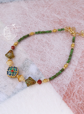 雪冰暖阁 |暗香盈袖 新中式国风小众设计捷克珠复古叠戴手链手串