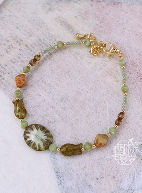 雪冰暖阁 |卡普里绿森 新中式国风小众捷克珠复古叠戴手链手串
