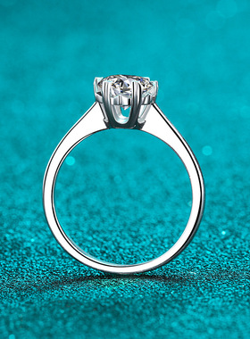 气质简约莫桑石钻戒纯银雪花款