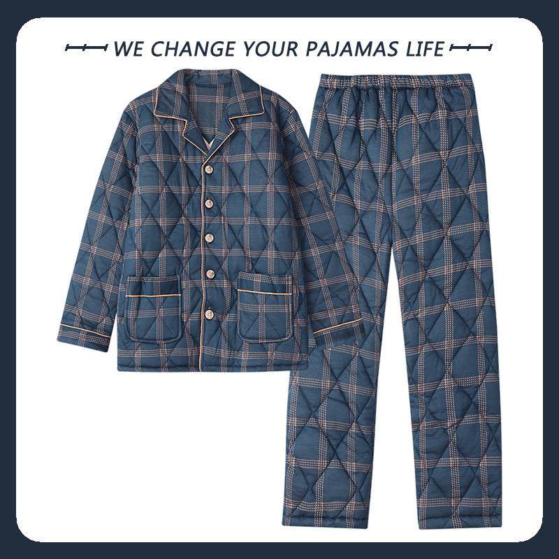 纯棉三层加厚睡衣男士套装冬季夹棉袄大码秋冬季保暖棉衣家居服男,淘宝优惠券,粉丝福利购,淘宝优惠卷