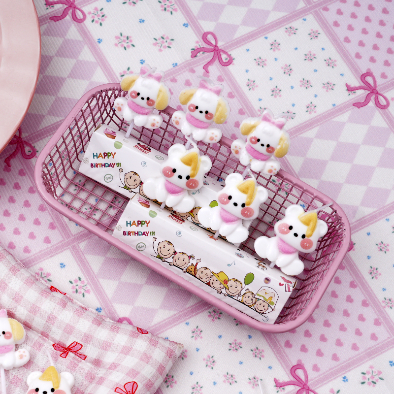 网红ins韩国蝴蝶结生日蛋糕蜡烛小帽子小狗小熊生日甜品派对蜡烛 - 图2