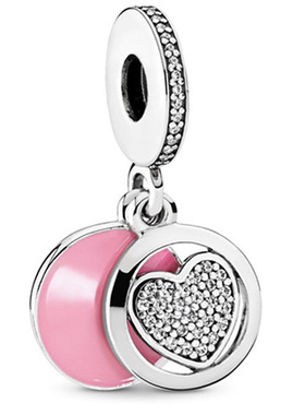 潘家吊坠 外贸热款金属质感爱心串饰 新款时尚DIY珐琅女串珠