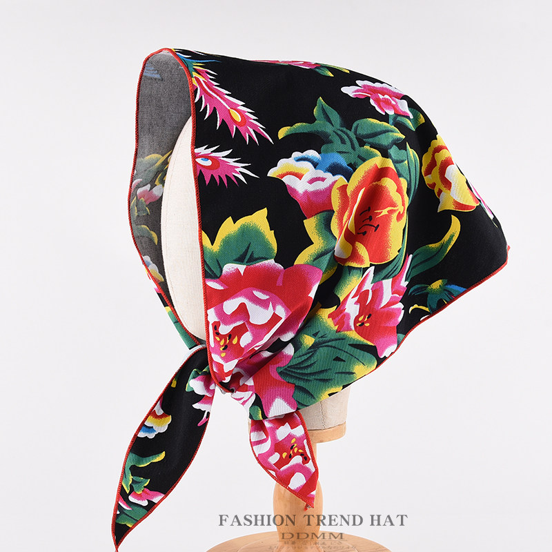 东北大花布头巾三角头饰巾演出配饰大号棉方巾复古民族风包头围巾,淘宝优惠券,粉丝福利购,淘宝优惠卷