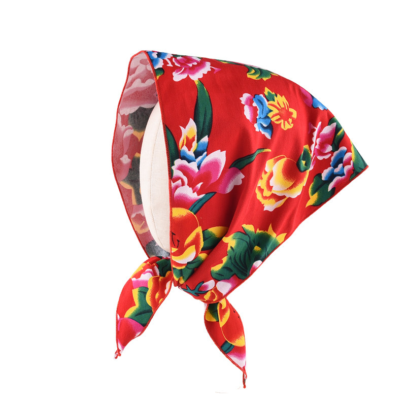 东北大花布头巾三角头饰巾演出配饰大号棉方巾复古民族风包头围巾,淘宝优惠券,粉丝福利购,淘宝优惠卷