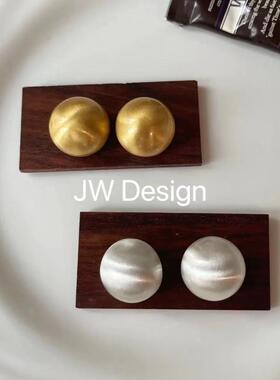 JWD拉丝雾面半球耳钉 气质女神耳环 小众设计高级感磨砂百搭耳环