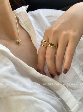 极简约光面戒指 素圈指环 尾戒 混搭款金色戒指 戒子