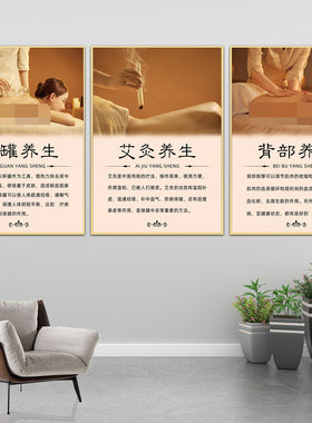 艾灸针灸养生海报面部护理装饰画