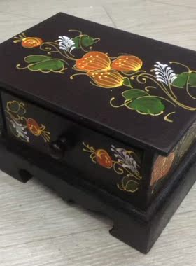 清仓促销 泰国进口--彩绘--单层木质--首饰盒--收纳盒泰国特色