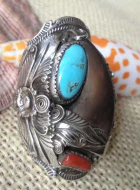 泰国镶嵌天然朋克风手工银现货