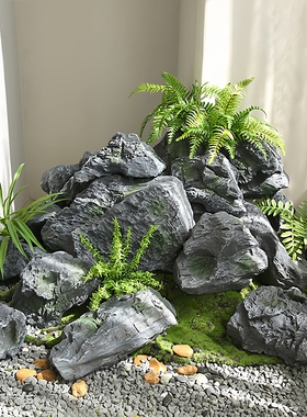 仿真玻璃钢石头庭院青龙石摆件