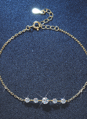 莫桑石手链S925银手链女可调节韩版繁星手链