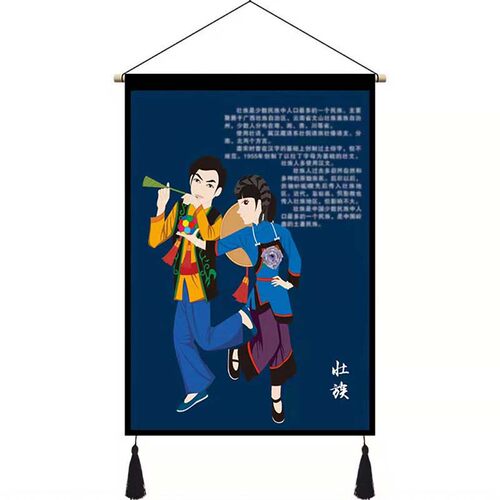 广西少数民族风情简介挂画壮族苗族学校装饰画民宿民俗展示画壁画 - 图3