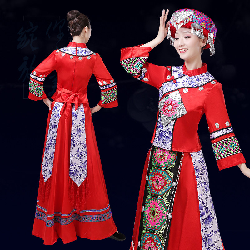 新款土家族舞蹈湘西少数民族服装女 双妃民族服装/舞台装