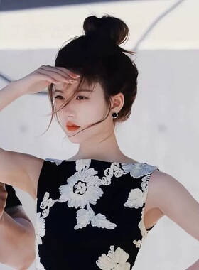 复古黑色蚊香盘耳夹无耳洞女小巧耳钉高级感耳饰耳环新款简约耳饰