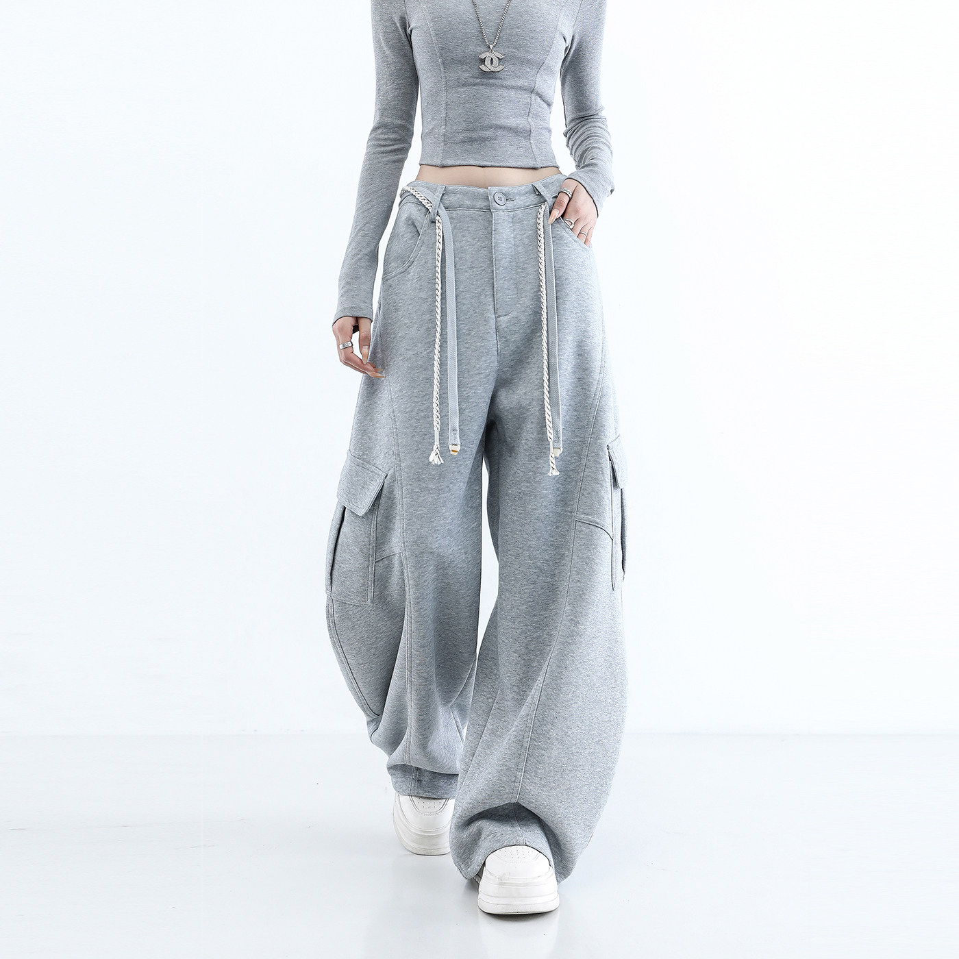 休闲工装卫裤女2026春秋新款中性时尚减龄宽松显瘦运动阔腿长裤子,淘宝优惠券,粉丝福利购,淘宝优惠卷