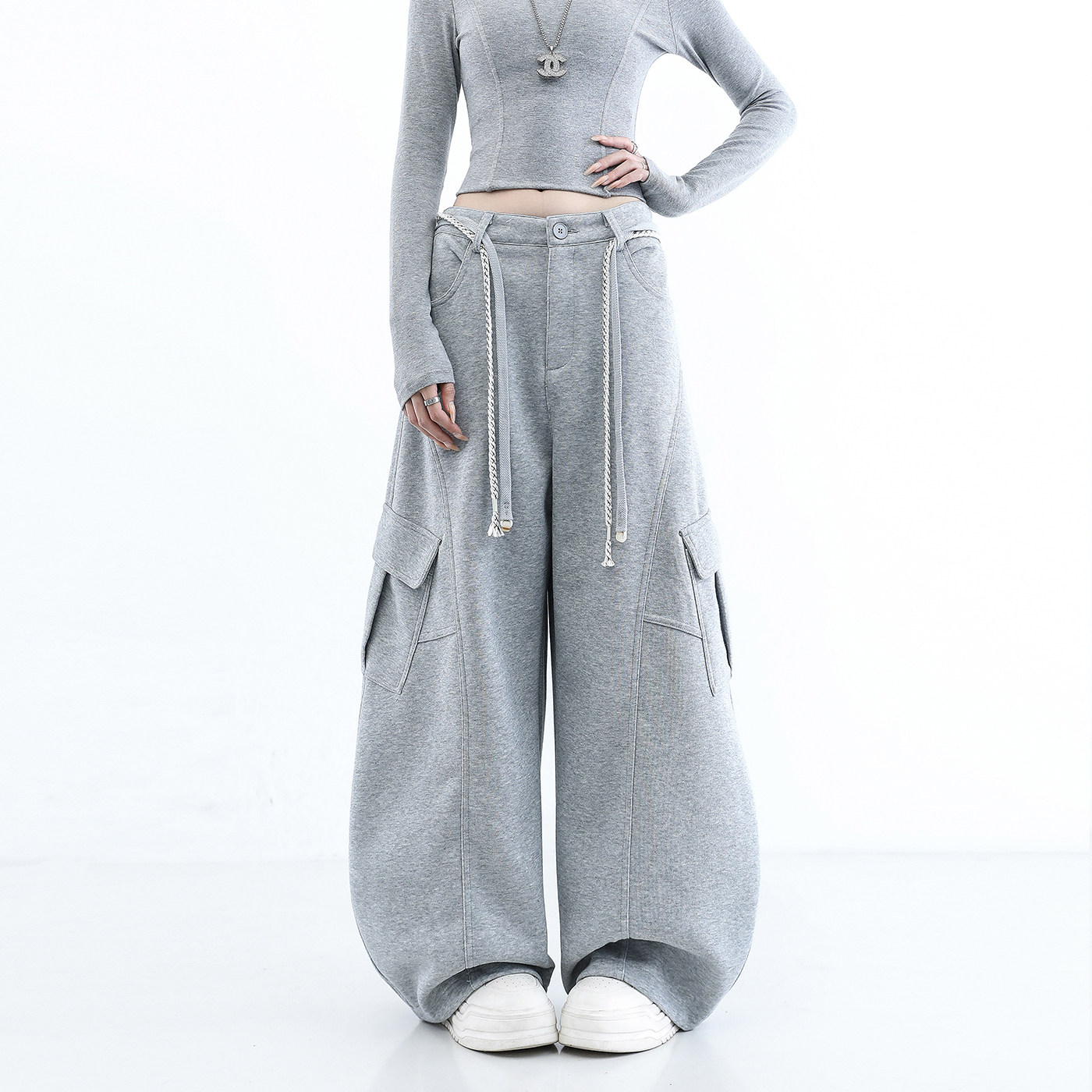 休闲工装卫裤女2026春秋新款中性时尚减龄宽松显瘦运动阔腿长裤子,淘宝优惠券,粉丝福利购,淘宝优惠卷