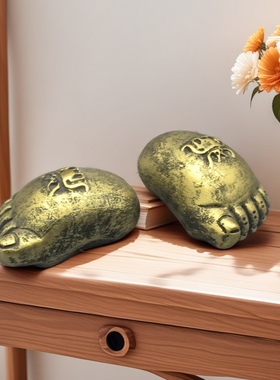 知足常乐小脚丫饰品可爱婴儿脚小摆件茶宠水泥摆设创意生日小礼物