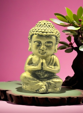 OTHER水泥宝宝佛迷你小佛祖释迦摩尼小摆件佛把件古玩口袋佛仿铜