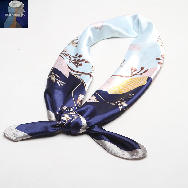 2020  silk scarf women's printed square hijab scarf印花方巾 - 图2