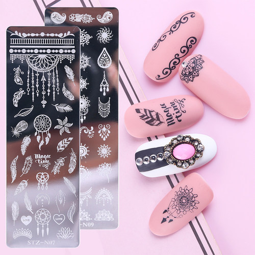 1 Set Nail Art Stamp Plates Nail Polish Print Leaf Flower - 图1