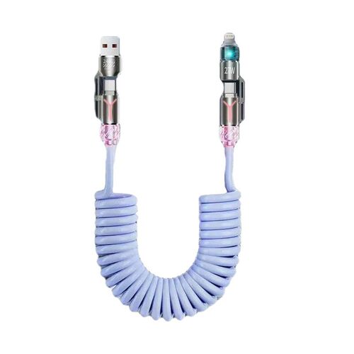 240W四合一双头typec弹簧数据线香薰闪充carplay车载投屏收纳充电线tpyec伸缩适用苹果16/14/15华为小米 - 图3