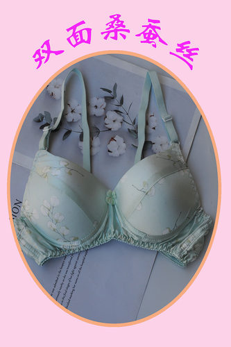 花色100%双面桑蚕丝有圈无圈薄款透气春姿鸟AB杯保健文胸特价直销 - 图1